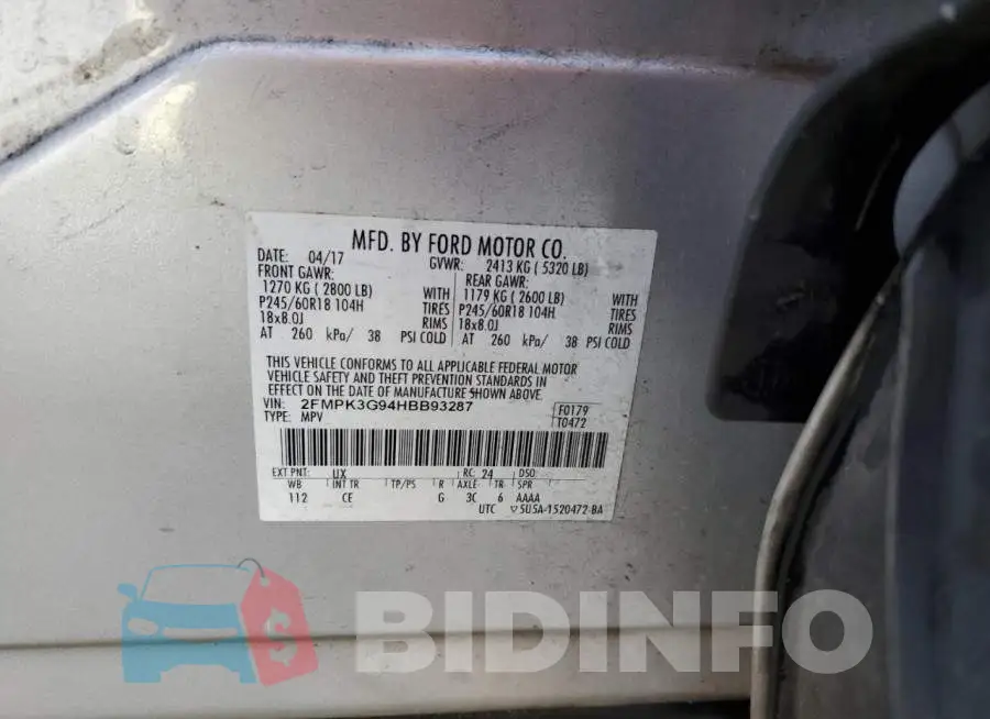 2FMPK3G94HBB93287 Photo# 12