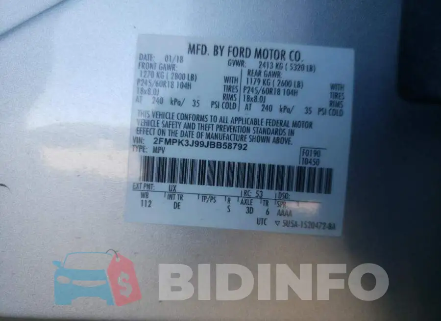 2FMPK3J99JBB58792 Photo# 13