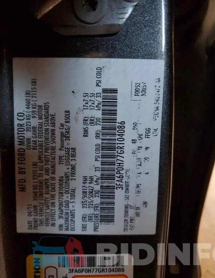 3FA6P0H77GR104086 Photo# 12