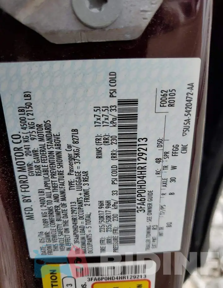 3FA6P0HD4HR129213 Photo# 12