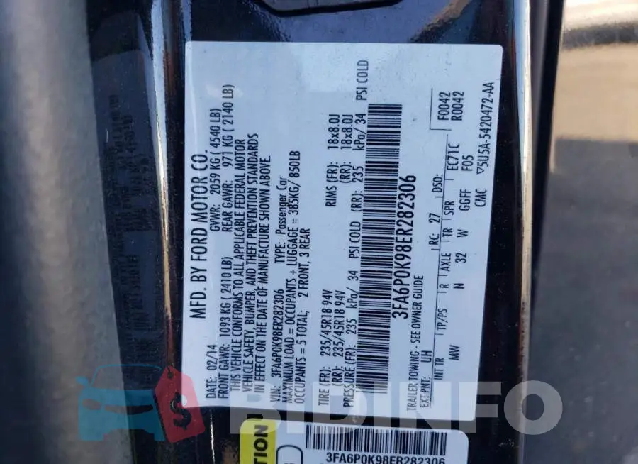 3FA6P0K98ER282306 Photo# 12