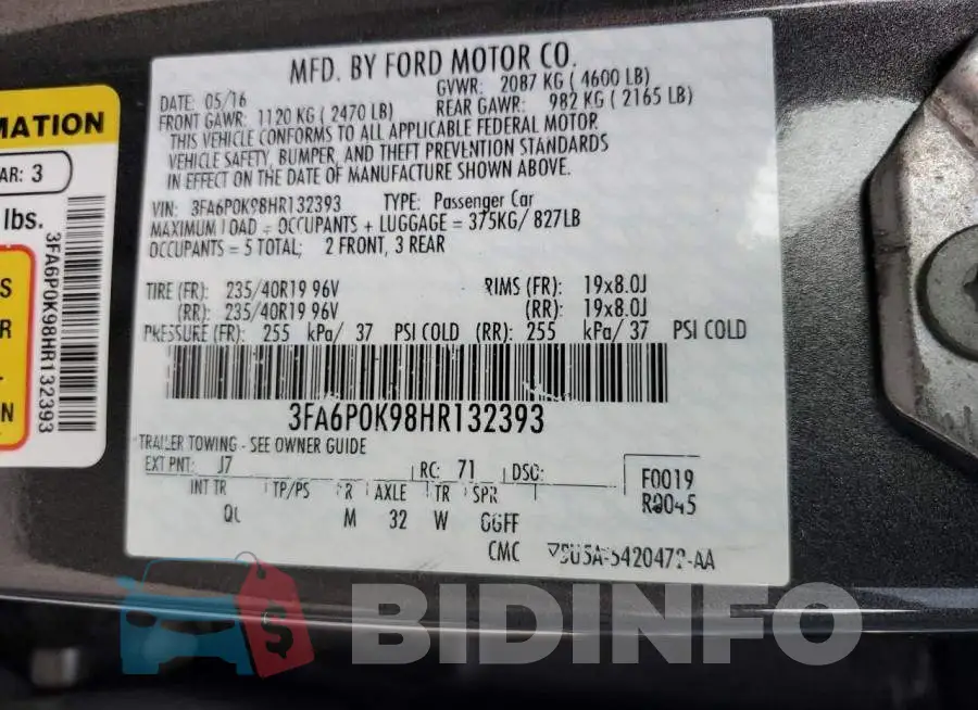 3FA6P0K98HR132393 Photo# 12