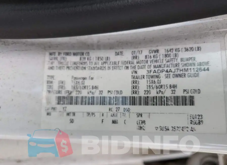 3FADP4AJ7HM112644 Photo# 12