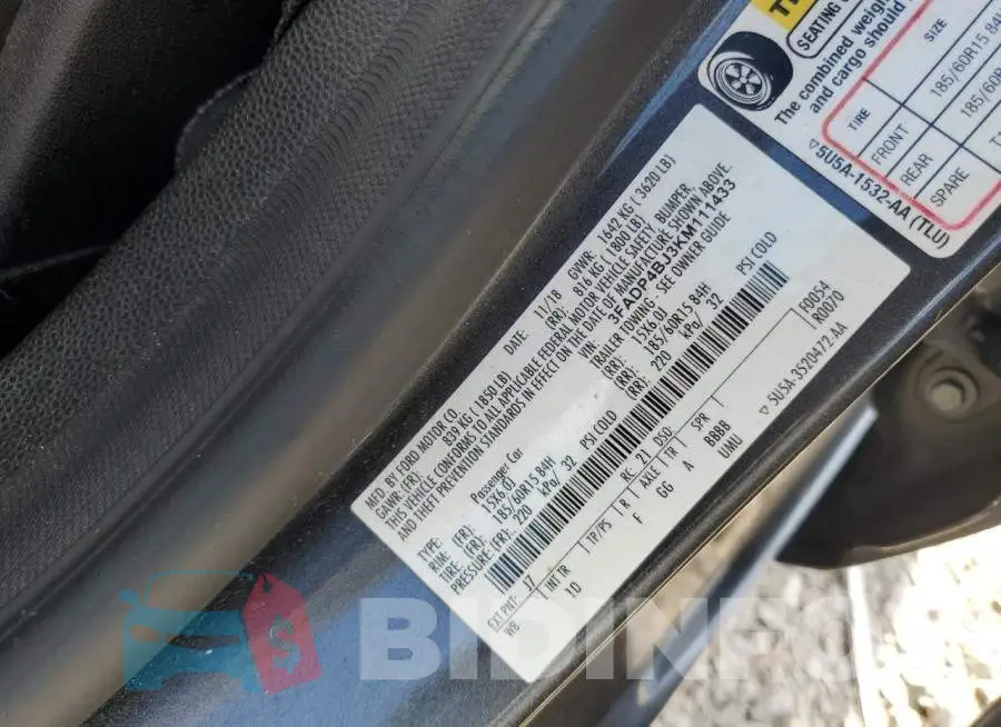 3FADP4BJ3KM111433 Photo# 12