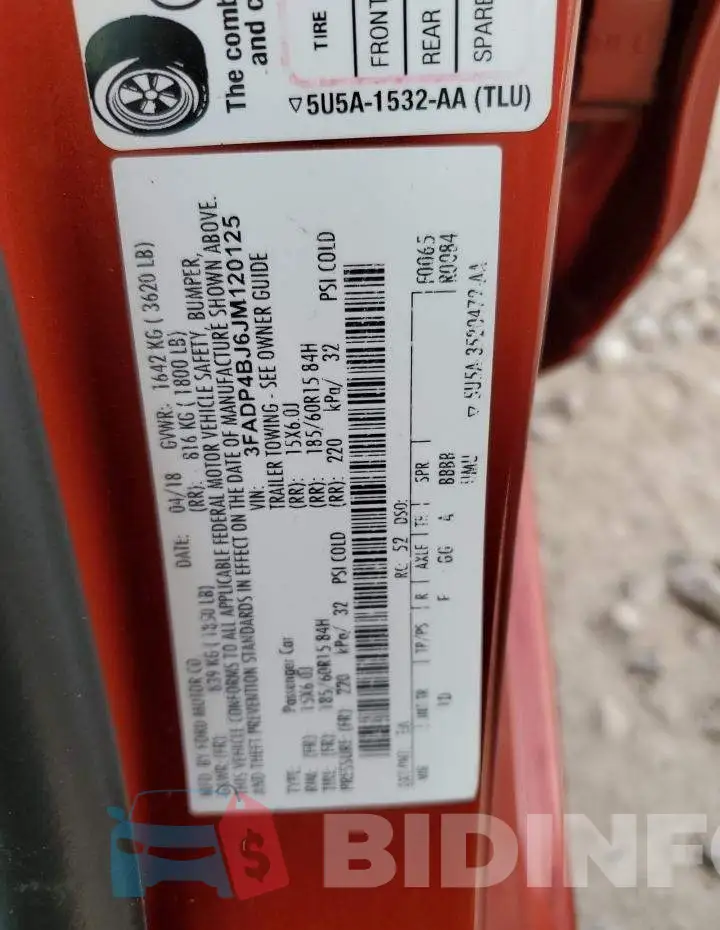 3FADP4BJ6JM120125 Photo# 12