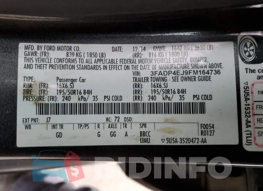 3FADP4EJ9FM164736 Photo# 12