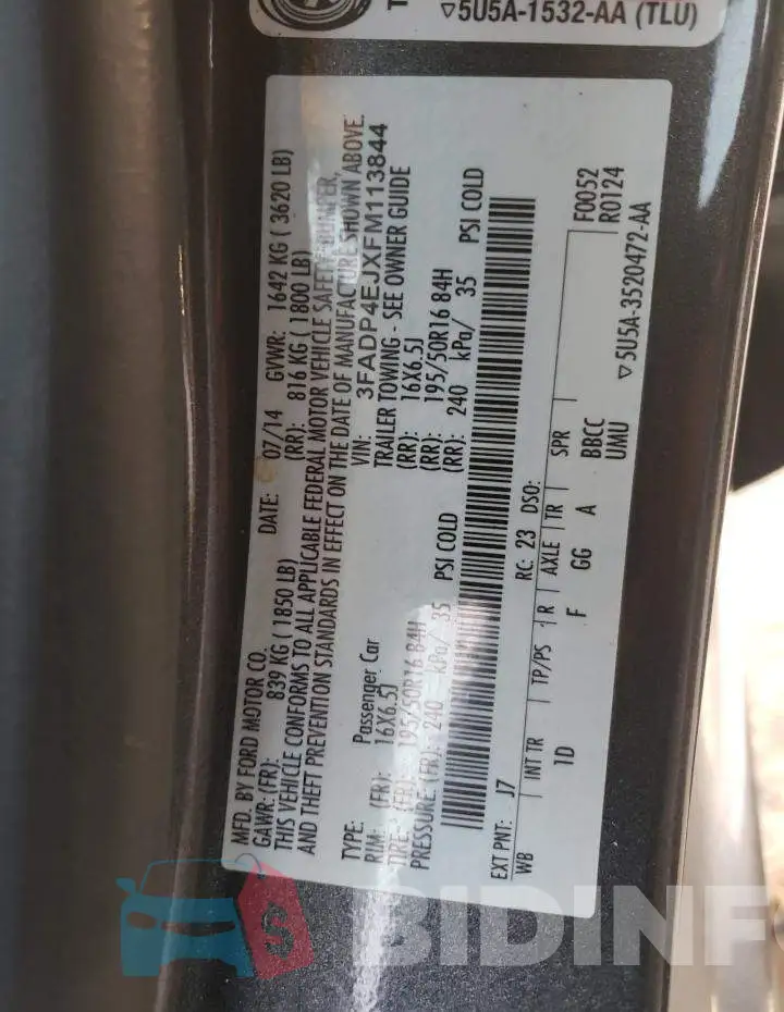 3FADP4EJXFM113844 Photo# 12