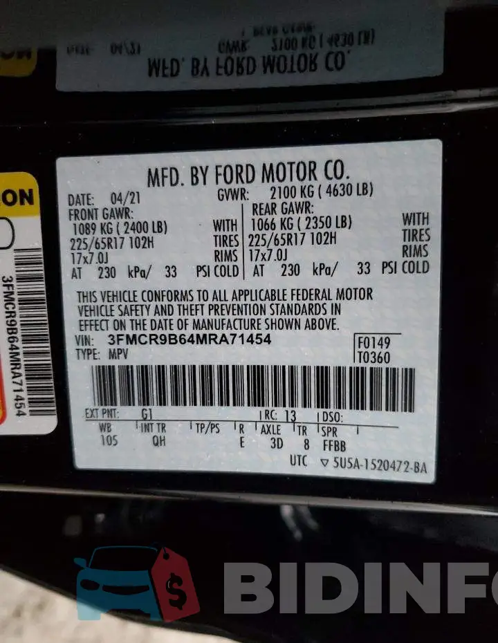 3FMCR9B64MRA71454 Photo# 12