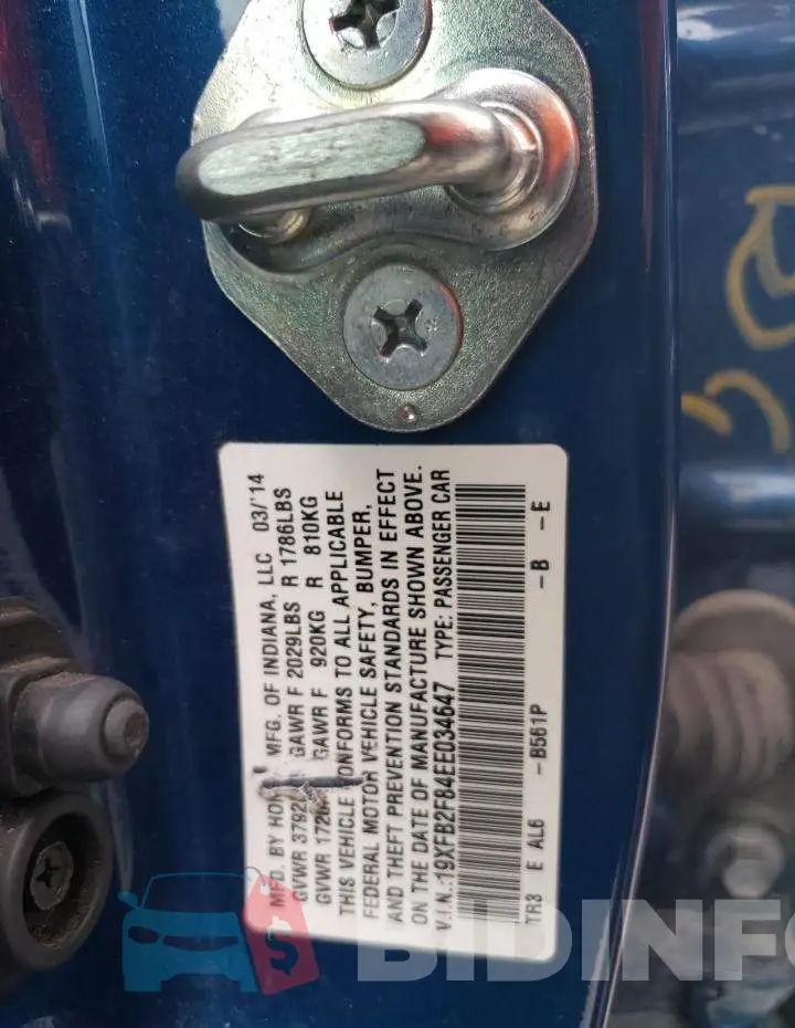 19XFB2F84EE034647 Photo# 13