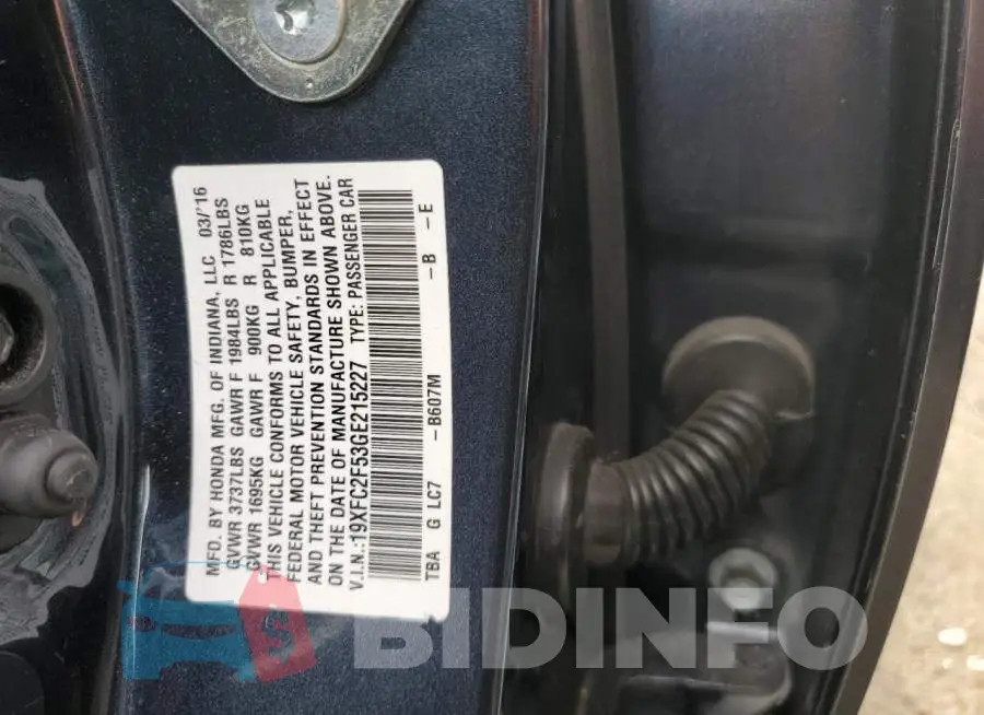 19XFC2F53GE215227 Photo# 12