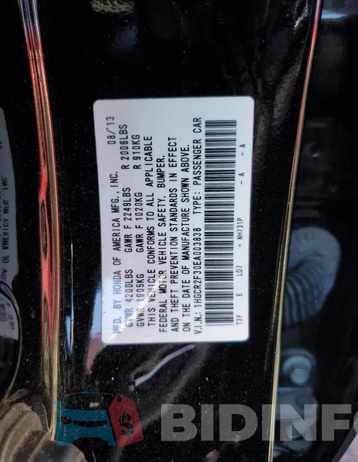 1HGCR2F30EA003838 Photo# 12