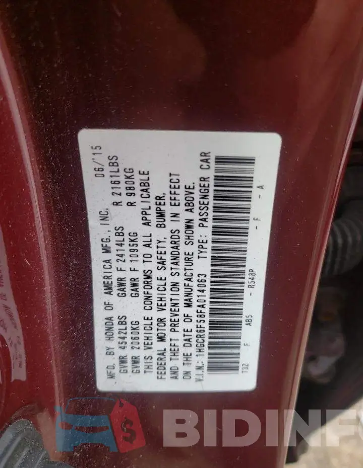 1HGCR6F58FA014063 Photo# 12