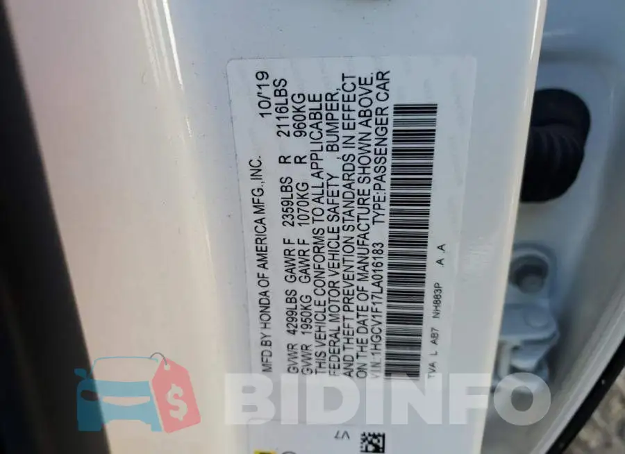 1HGCV1F17LA016183 Photo# 12