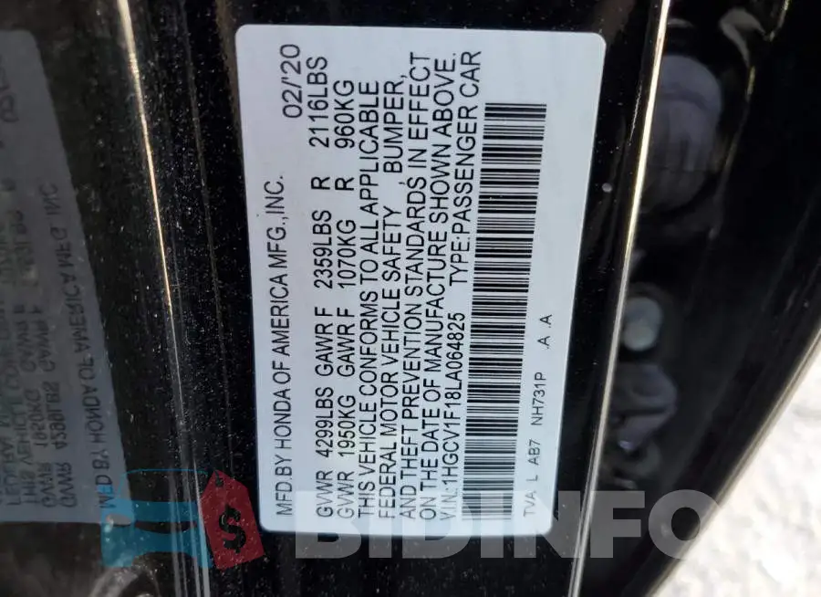 1HGCV1F18LA064825 Photo# 12