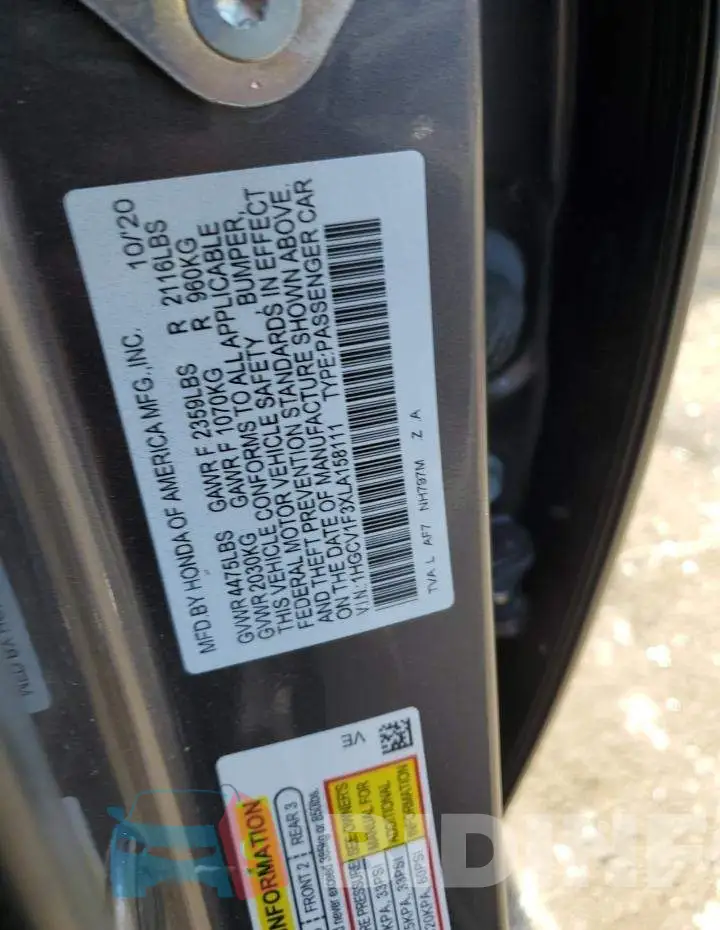 1HGCV1F3XLA158111 Photo# 12