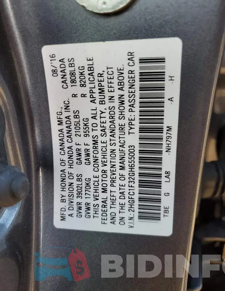 2HGFC1F32GH655003 Photo# 12
