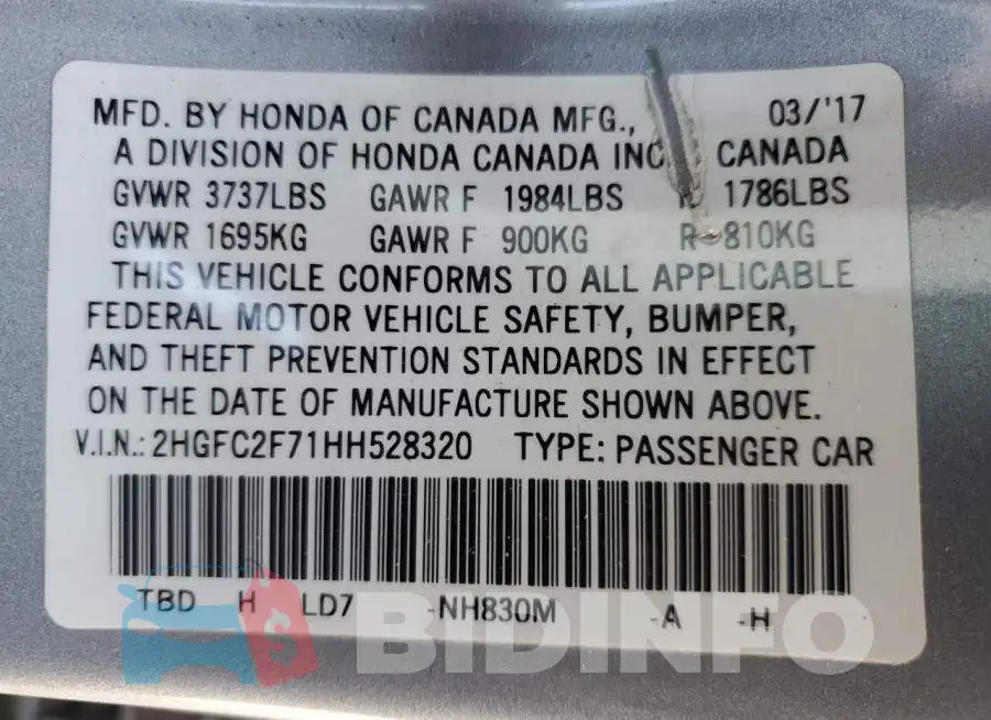 2HGFC2F71HH528320 Photo# 12