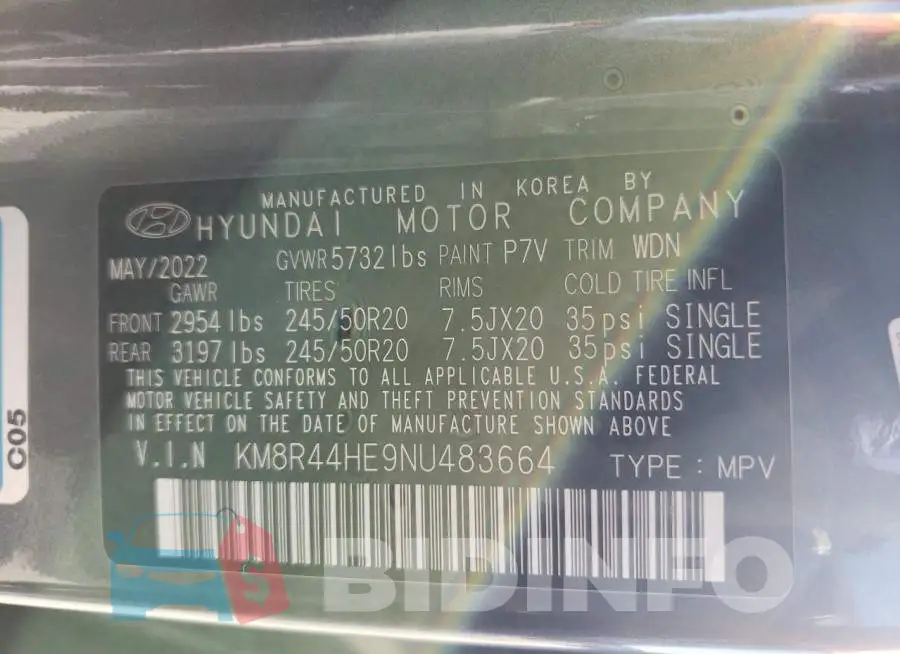 KM8R44HE9NU483664 Photo# 12