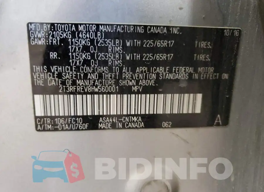 2T3RFREV8HW560001 Photo# 13