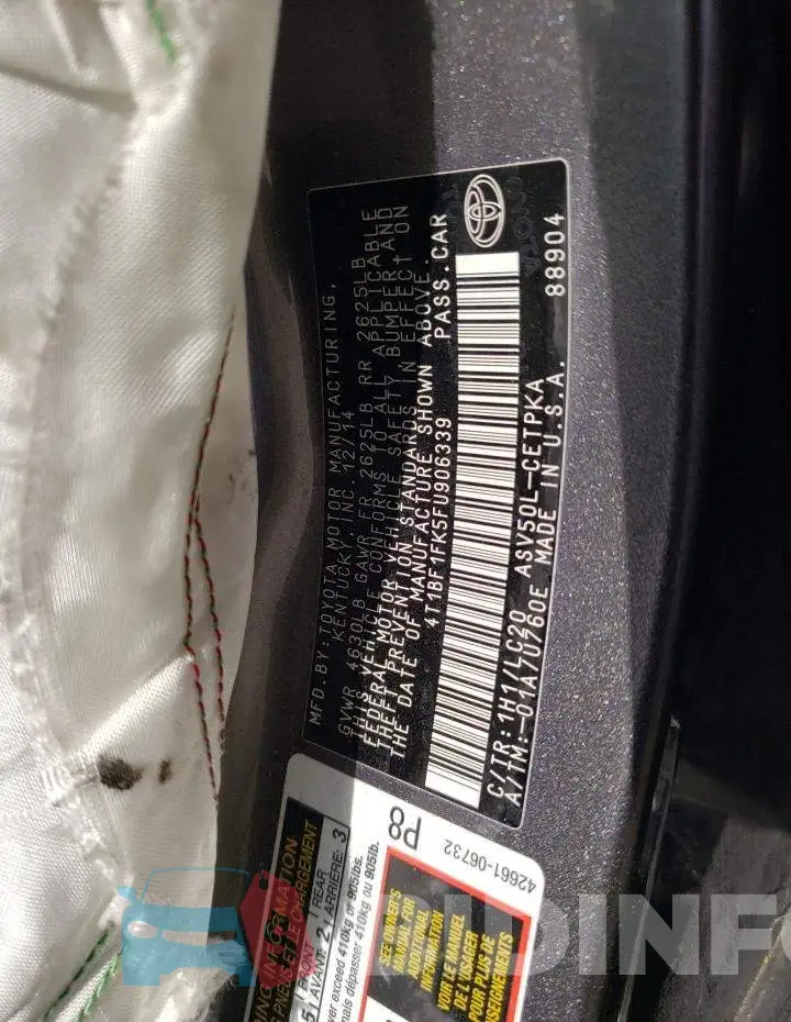 4T1BF1FK5FU906339 Photo# 13