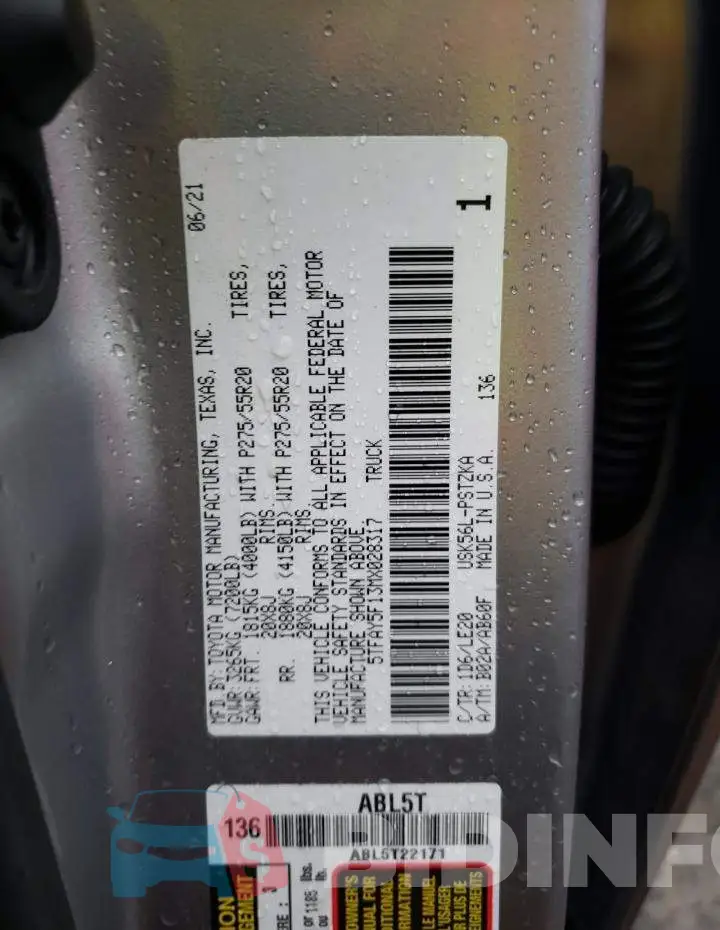 5TFAY5F13MX028317 Photo# 12
