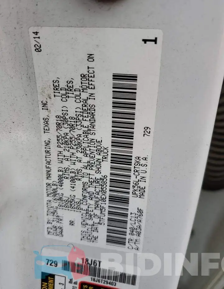 5TFUM5F10EX055856 Photo# 12