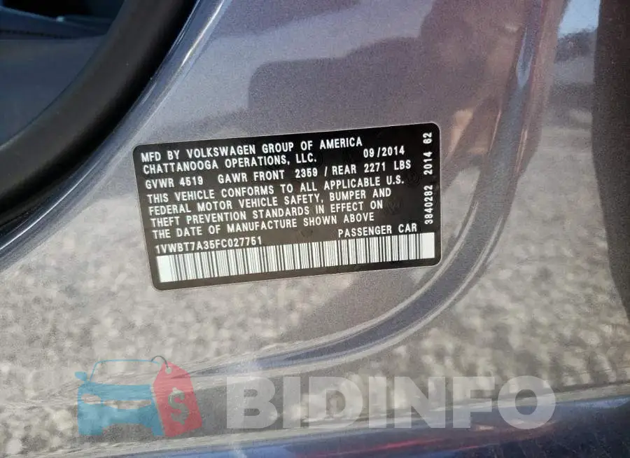1VWBT7A35FC027751 Photo# 12