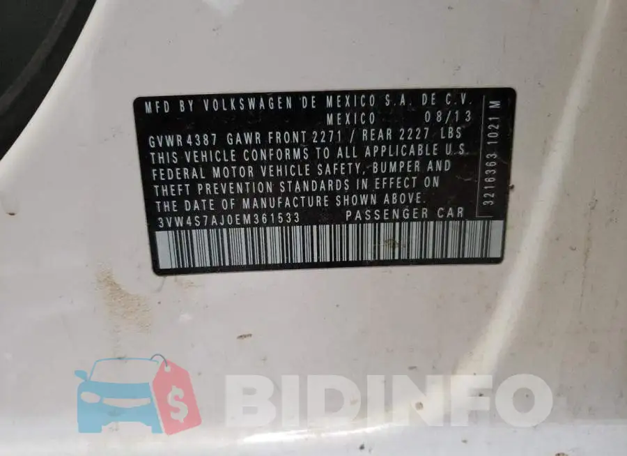 3VW4S7AJ0EM361533 Photo# 12
