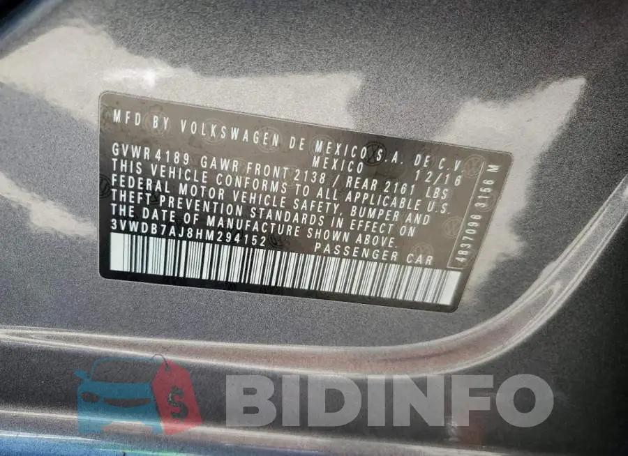 3VWDB7AJ8HM294152 Photo# 12