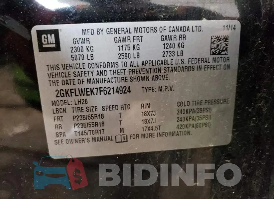 2GKFLWEK7F6214924 Photo# 14