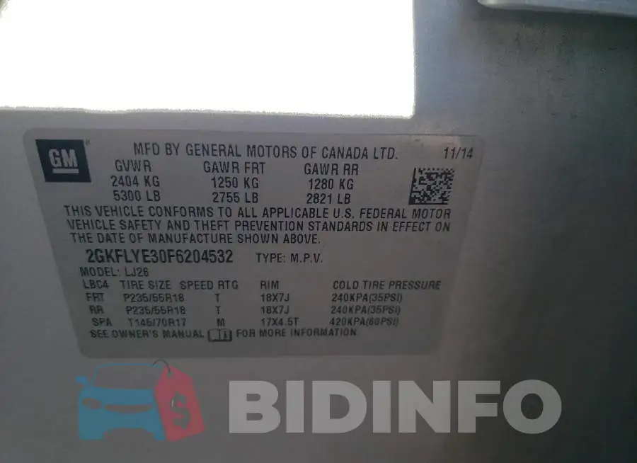 2GKFLYE30F6204532 Photo# 12