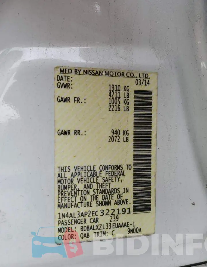 1N4AL3AP2EC322191 Photo# 12