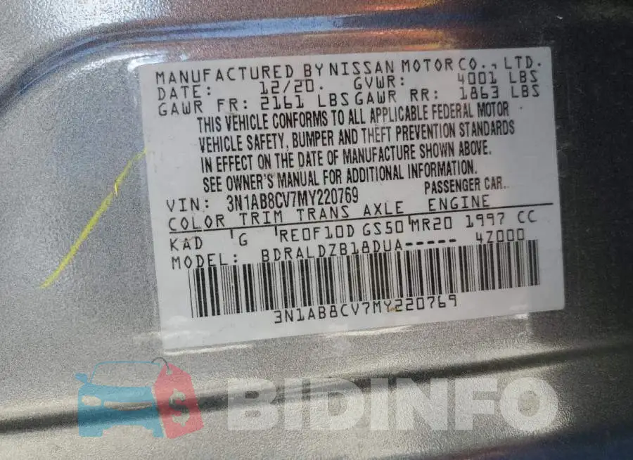 3N1AB8CV7MY220769 Photo# 12