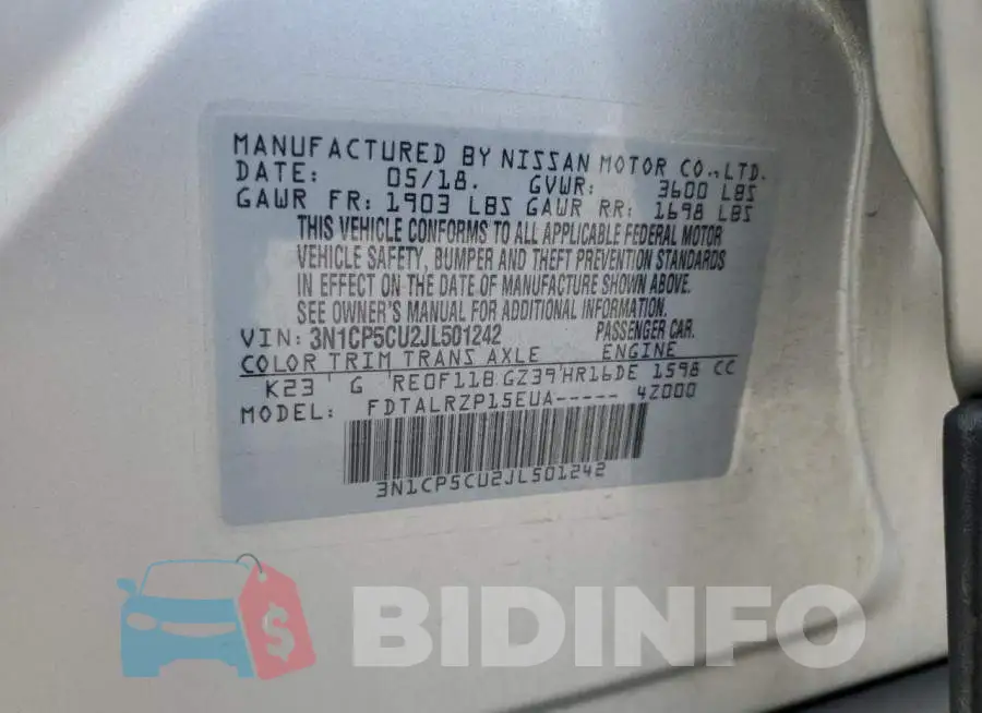 3N1CP5CU2JL501242 Photo# 13