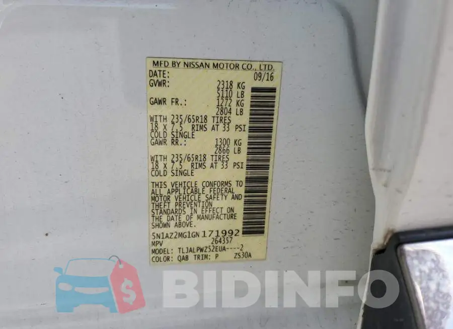 5N1AZ2MG1GN171992 Photo# 12