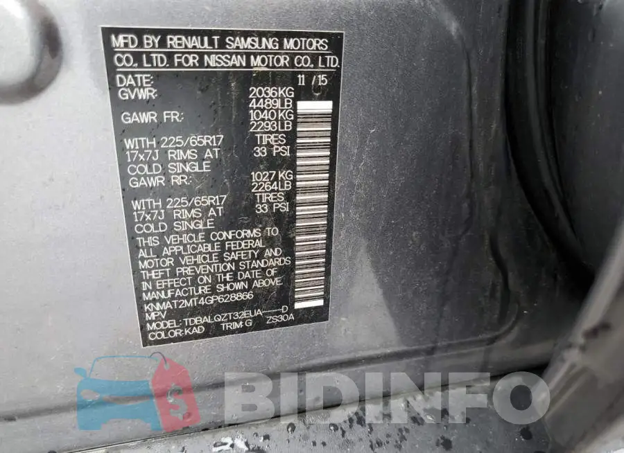 KNMAT2MT4GP628866 Photo# 13