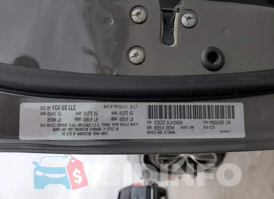 2C3CDZFJXJH154934 Photo# 12