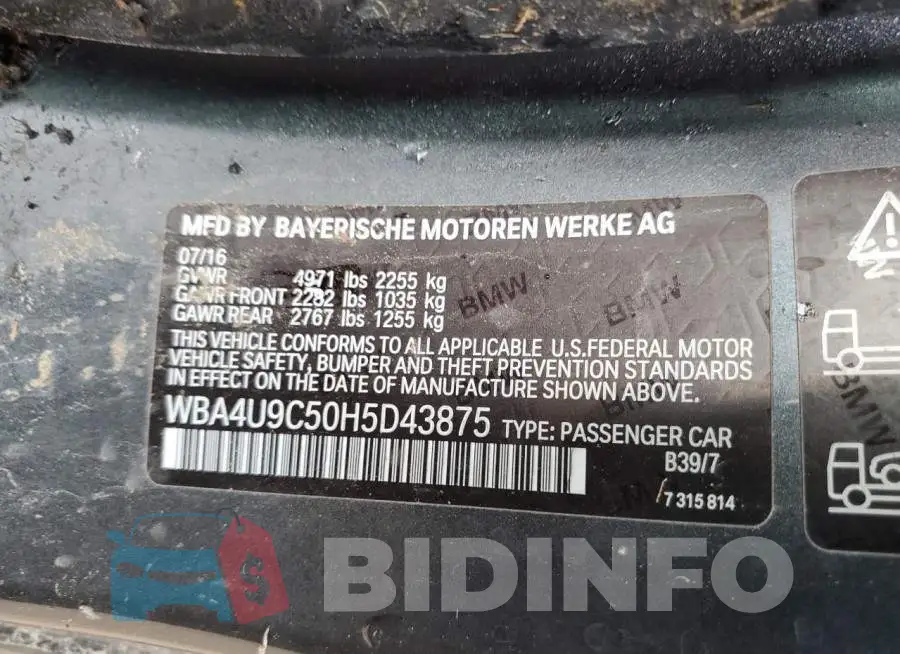 WBA4U9C50H5D43875 Photo# 12