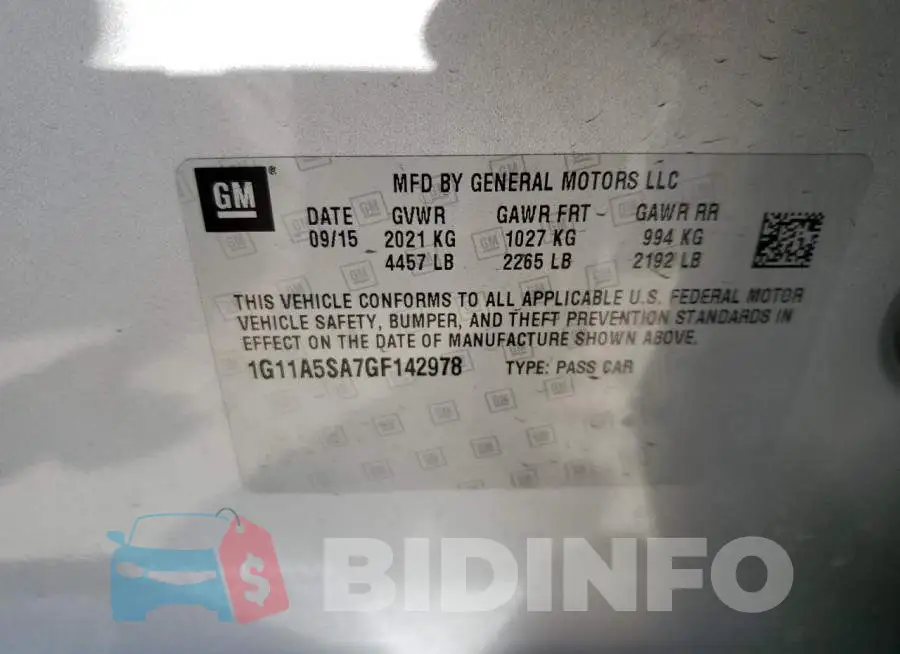 1G11A5SA7GF142978 Photo# 13