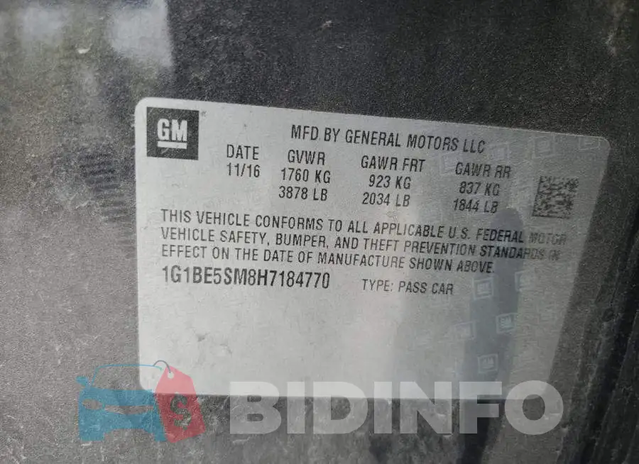 1G1BE5SM8H7184770 Photo# 12