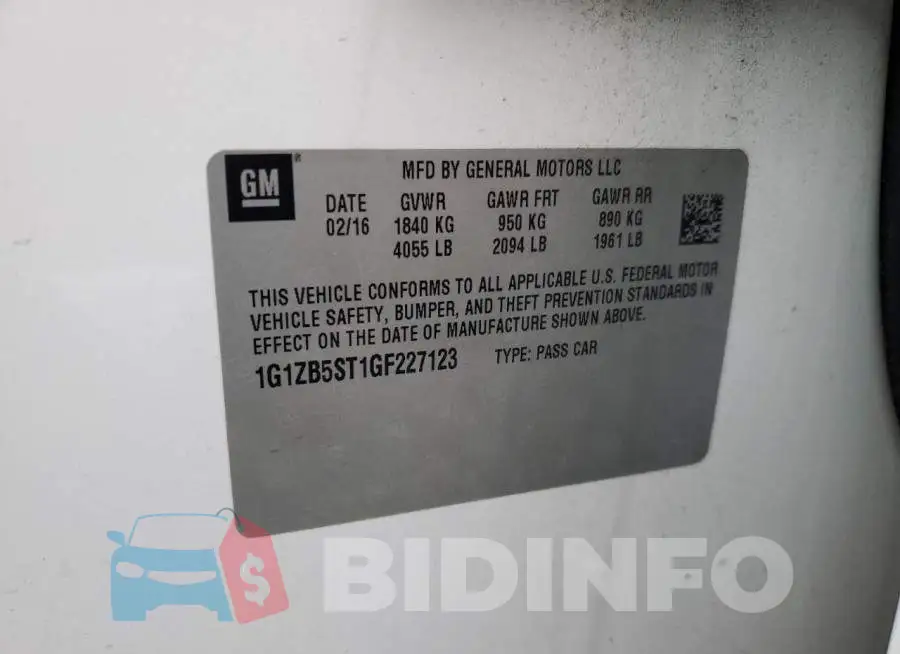1G1ZB5ST1GF227123 Photo# 12