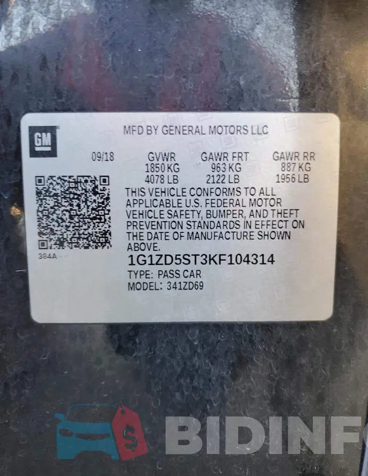 1G1ZD5ST3KF104314 Photo# 10
