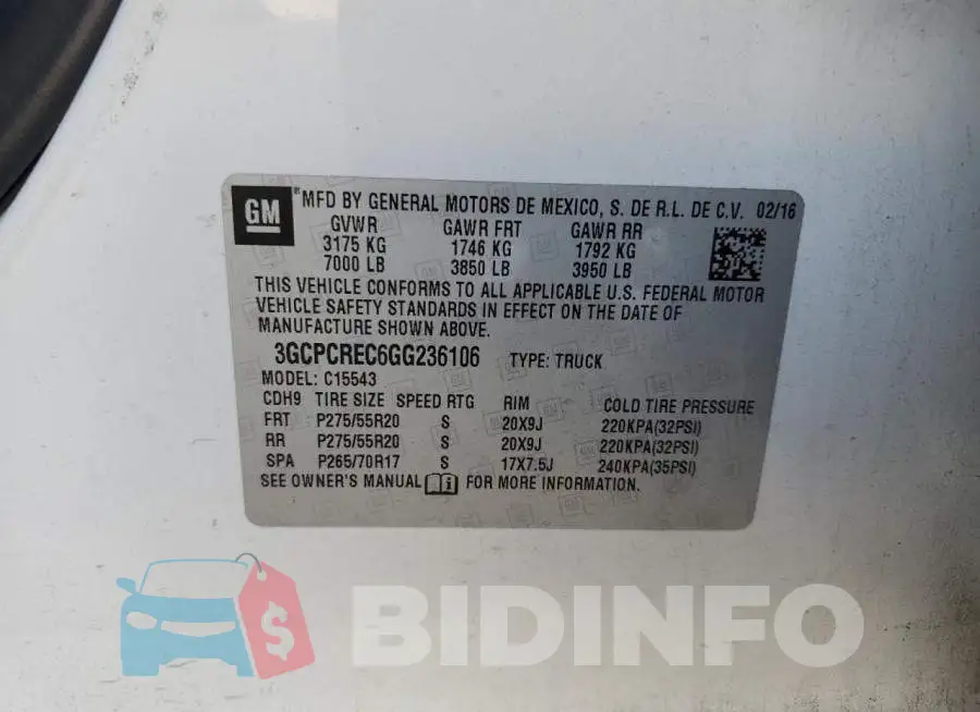 3GCPCREC6GG236106 Photo# 13