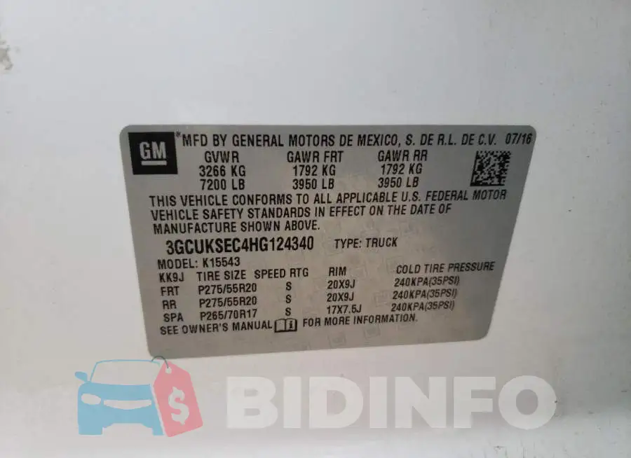 3GCUKSEC4HG124340 Photo# 13