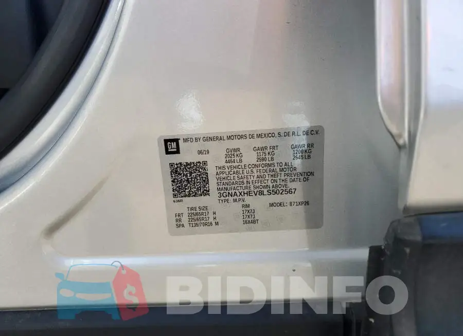 3GNAXHEV8LS502567 Photo# 13