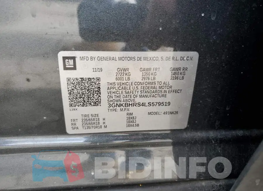 3GNKBHRS4LS579519 Photo# 13