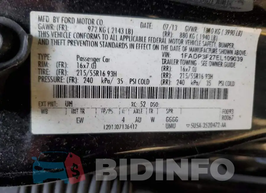 1FADP3F27EL109039 Photo# 12