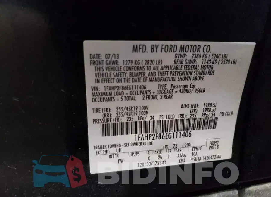 1FAHP2F86EG111406 Photo# 13