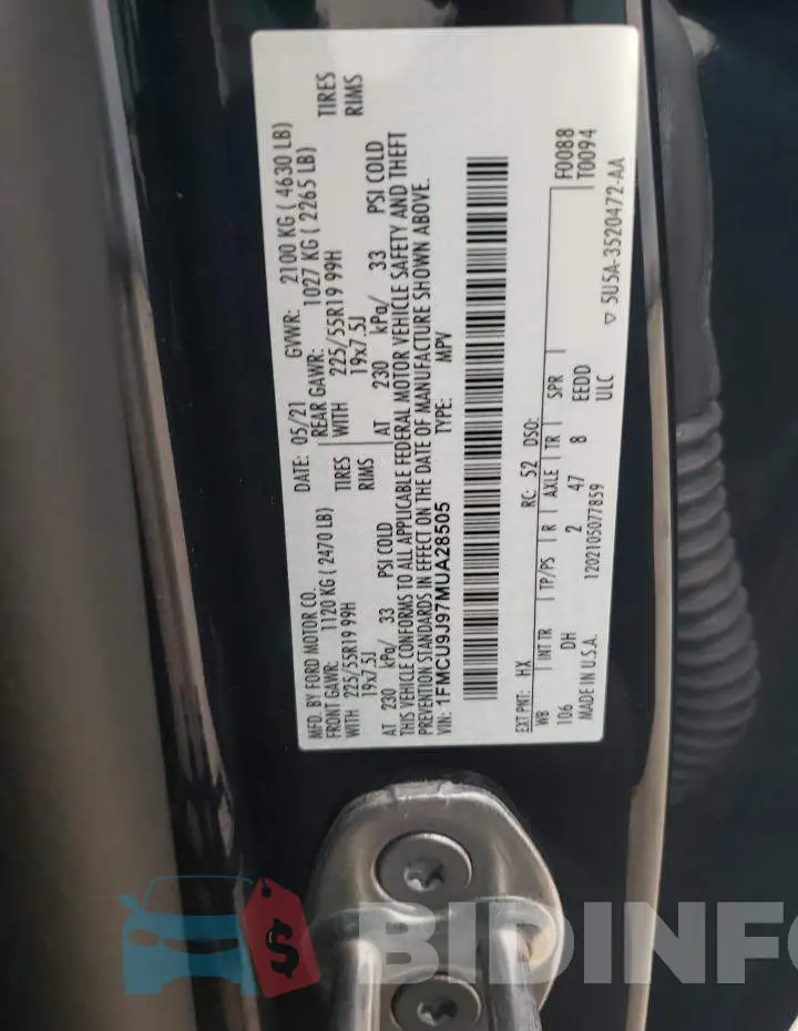 1FMCU9J97MUA28505 Photo# 13