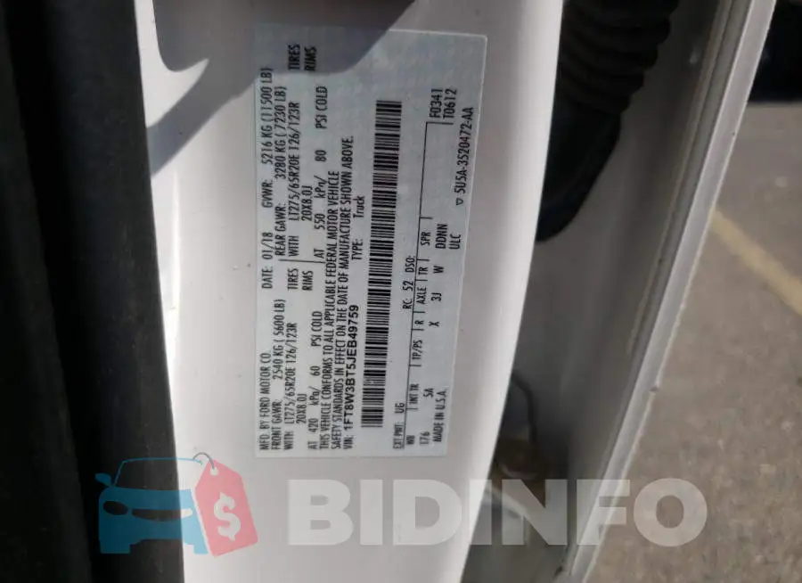 1FT8W3BT5JEB49759 Photo# 12